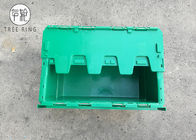 Scatole di stoccaggio di plastica verdi riciclate con i coperchi provvisti di cardini, contenitori allegato 500 x 330 x 236mm dei coperchi